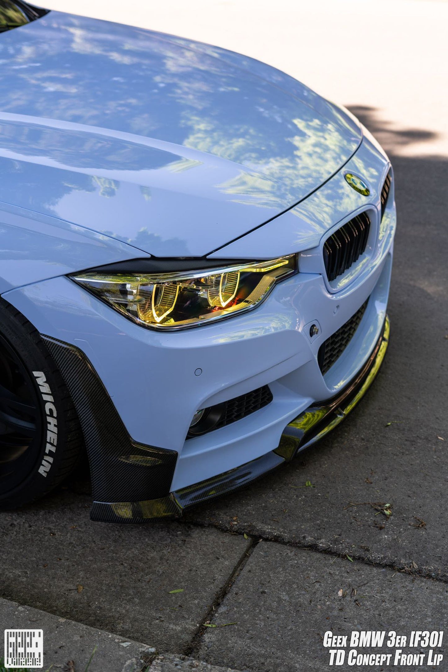 Geex Village V2 Front Bumper Air Diverter Canards & Lip for BMW M Sport 340i 335i F30 2012-2019 Carbon Fiber/FRP