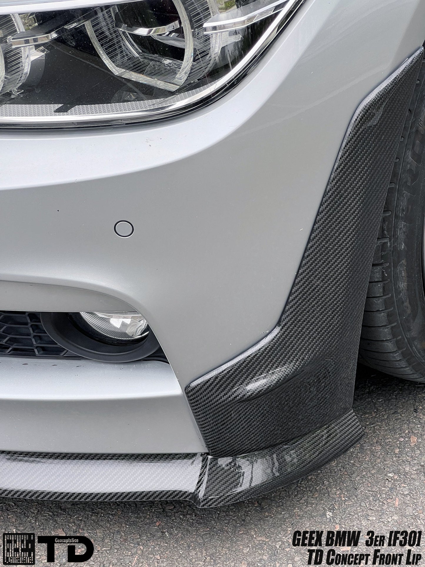 Geex Village V2 Front Bumper Air Diverter Canards & Lip for BMW M Sport 340i 335i F30 2012-2019 Carbon Fiber/FRP