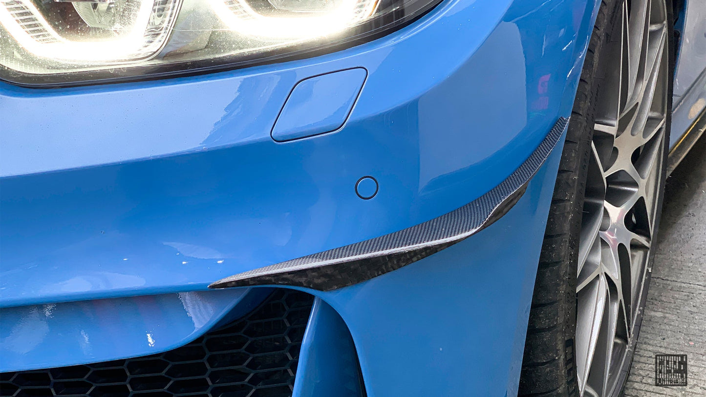 Geex Village Front Canards for BMW M3/C/CS F81 F80 2014-2018 & M4/C/CS F83 F82 2014-2020 Carbon Fiber