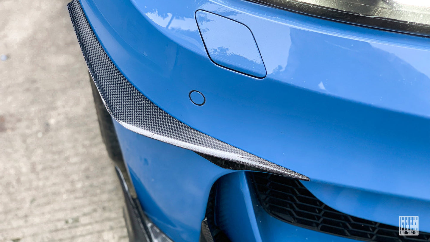 Geex Village Front Canards for BMW M3/C/CS F81 F80 2014-2018 & M4/C/CS F83 F82 2014-2020 Carbon Fiber