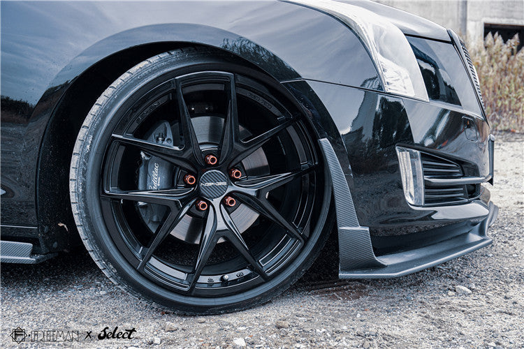 Geex Village Front Lip & Air Diverter Canards for Cadillac ATS Turbo Luxury Performance 2015-2019 Carbon Fiber