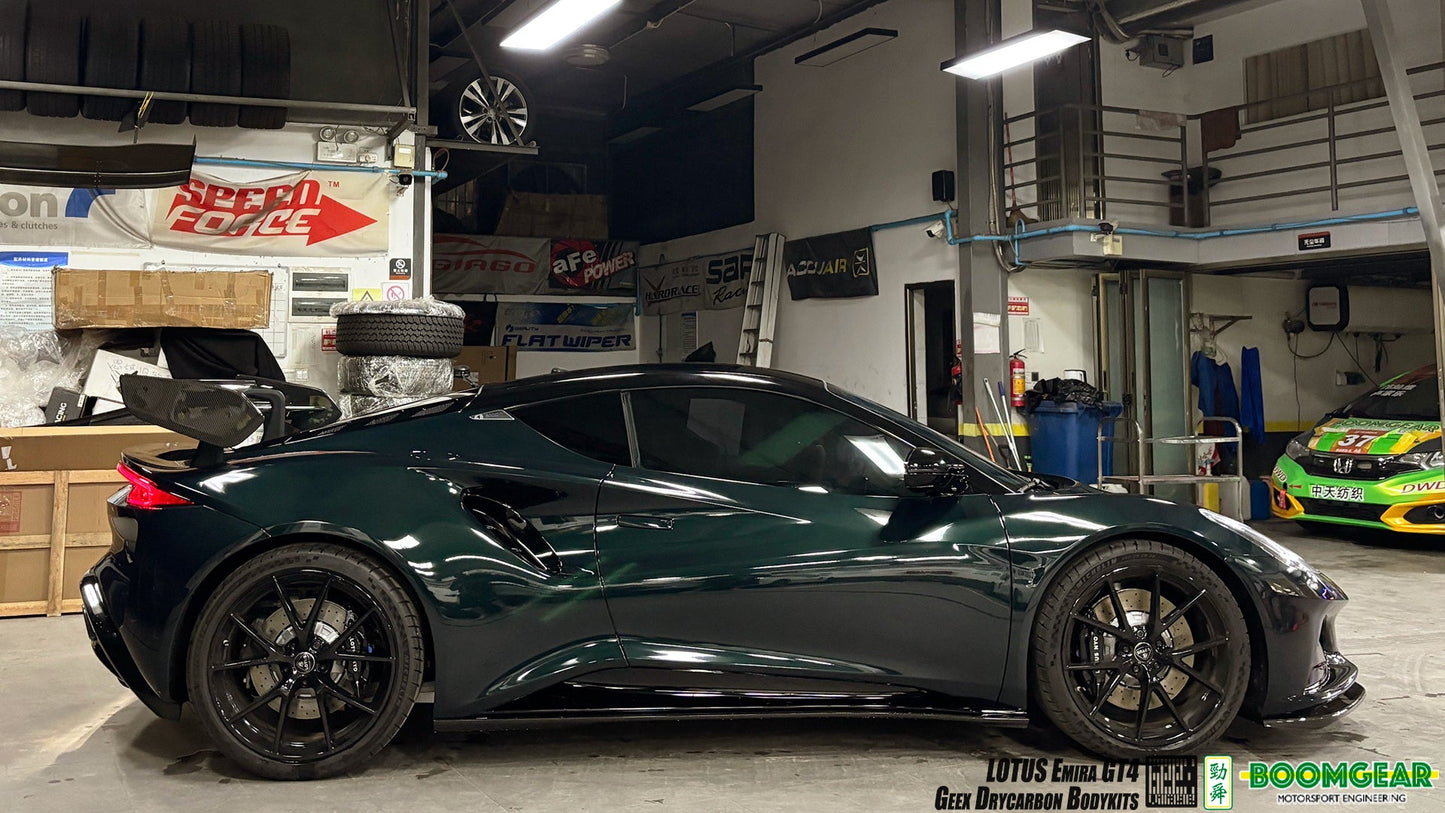 Geex Village GT4 Style Side Skirts for Lotus Emira 3.6 V6 2.0 Four-cylinder 2022-ON Dry Pre-preg Carbon Fiber