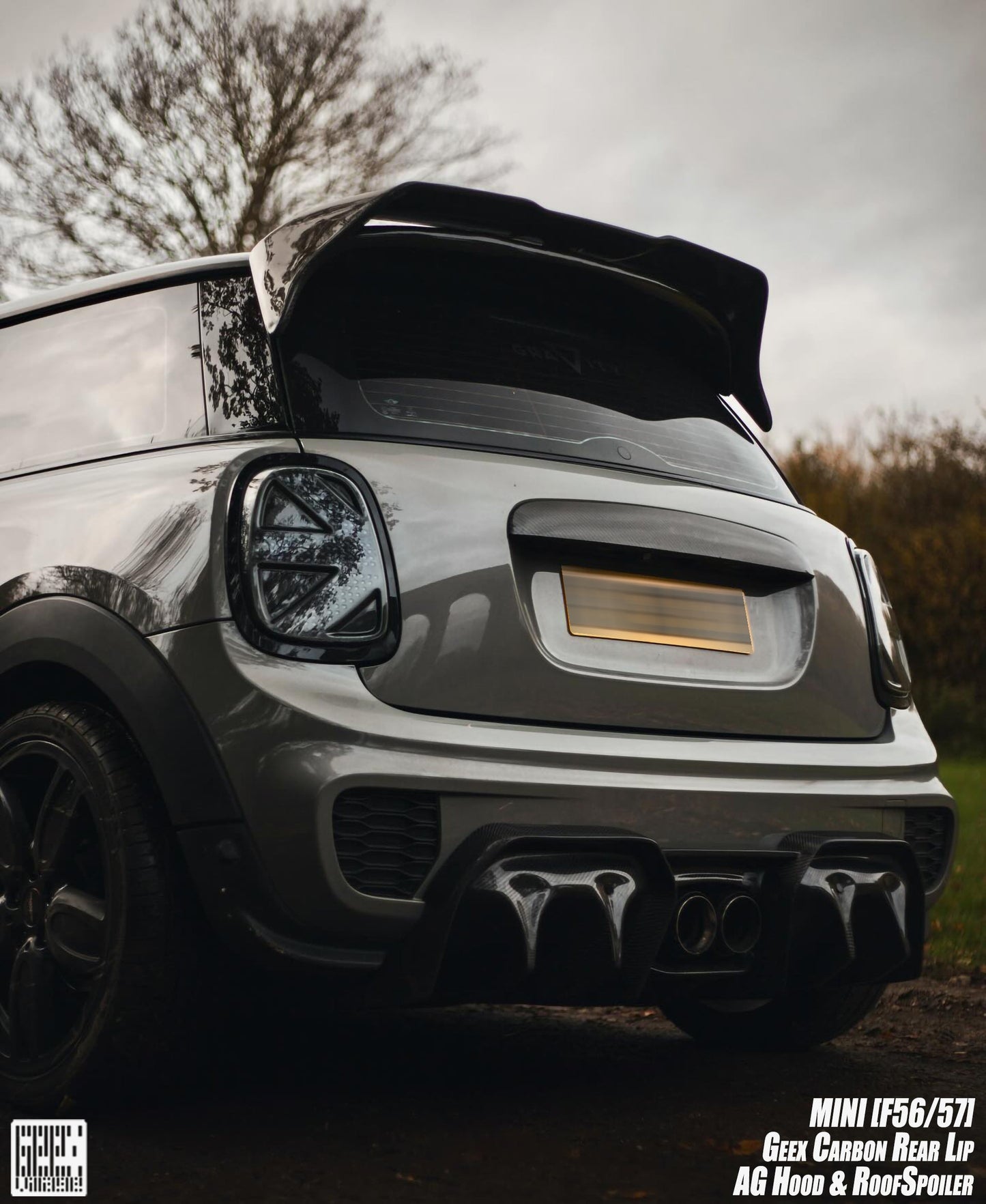 Geex Village Rear Diffuser & Side Extension for MINI Cooper JCW S Base F56 First LCI Carbon Fiber/FRP