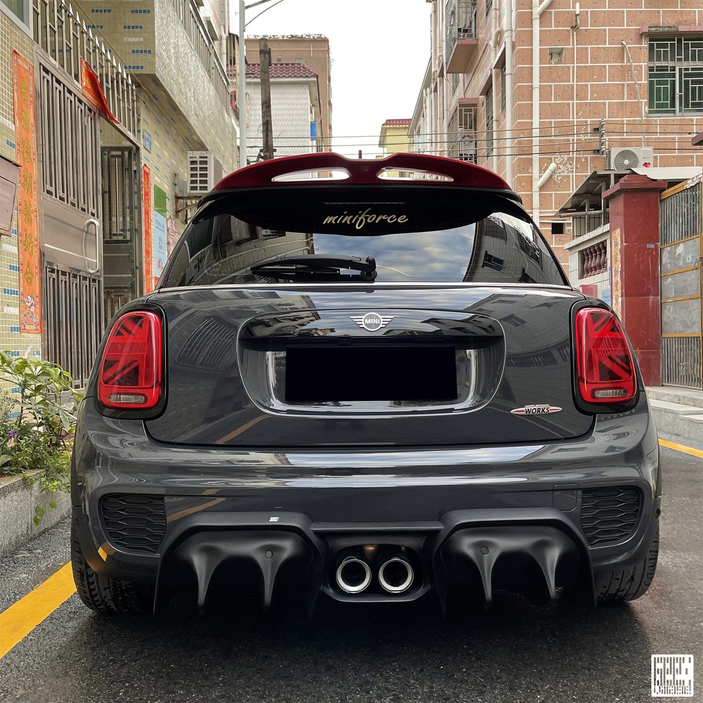 Geex Village Rear Diffuser & Side Extension for MINI Cooper JCW S Base F56 First LCI Carbon Fiber/FRP