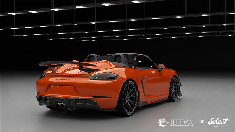 Geex Village Rear Diffuser for Porsche 718 Cayman Boxster Base S T GTS 2017-ON Carbon Fiber
