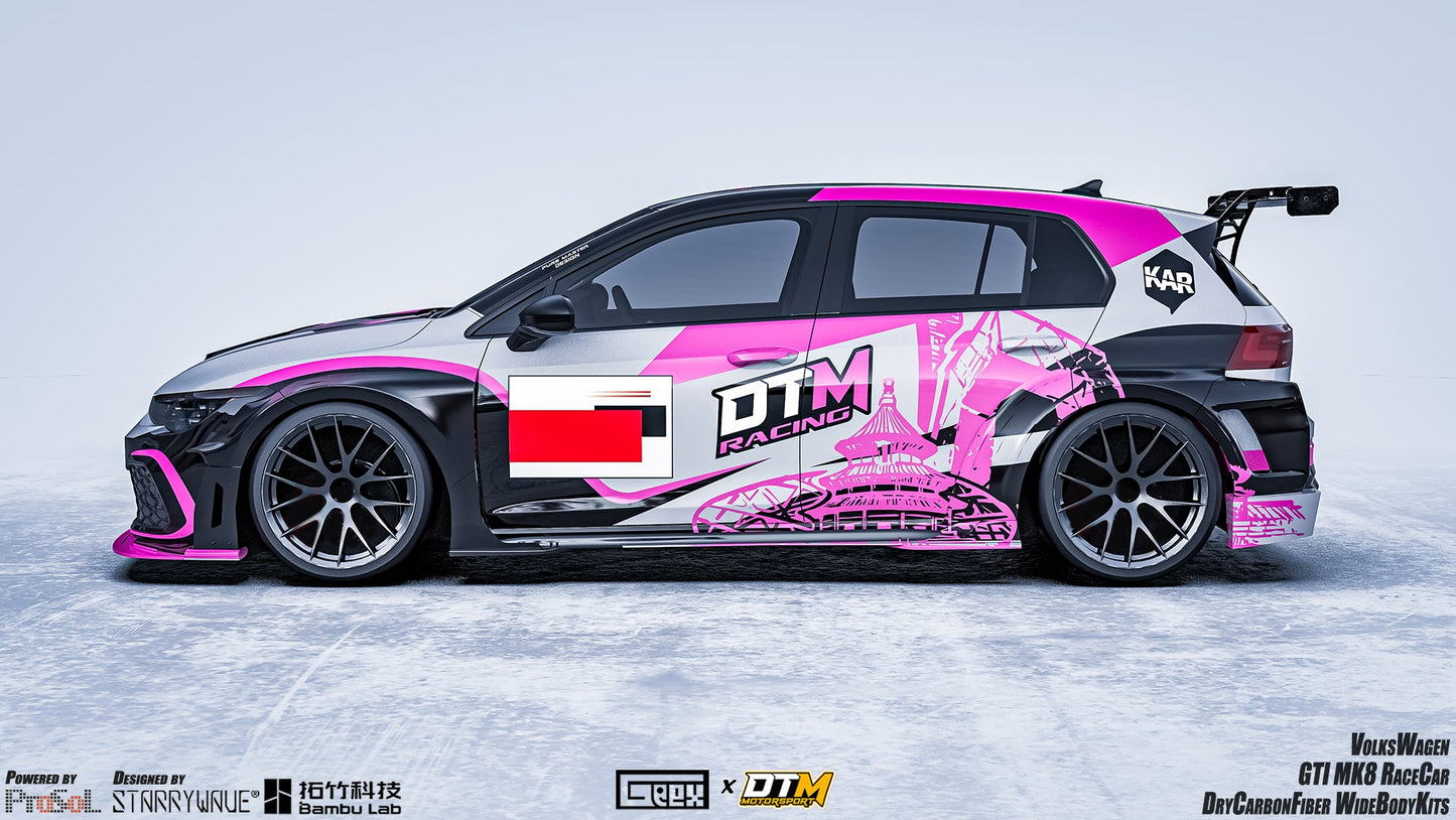 Geex Village Side Skirts and Extension for Volkswagen Golf GTI & R-Line MK8 MK8.5 2022-ON Dry Pre-preg Carbon Fiber