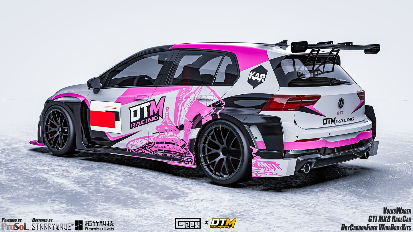 Geex Village Side Skirts and Extension for Volkswagen Golf GTI & R-Line MK8 MK8.5 2022-ON Dry Pre-preg Carbon Fiber