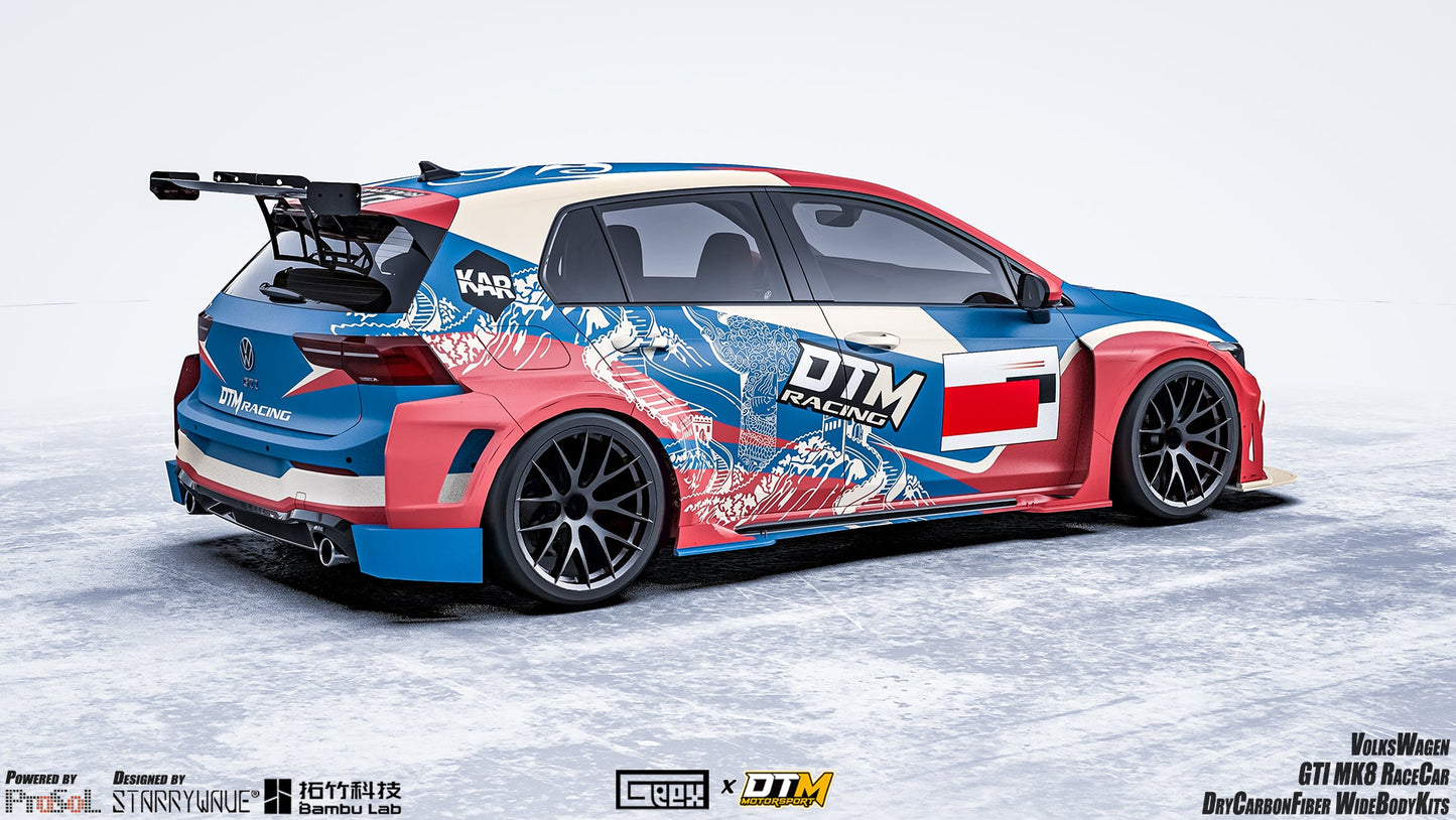 Geex Village Side Skirts and Extension for Volkswagen Golf GTI & R-Line MK8 MK8.5 2022-ON Dry Pre-preg Carbon Fiber