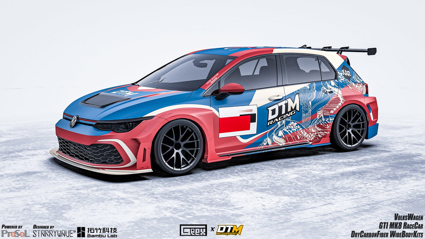 Geex Village Side Skirts and Extension for Volkswagen Golf GTI & R-Line MK8 MK8.5 2022-ON Dry Pre-preg Carbon Fiber