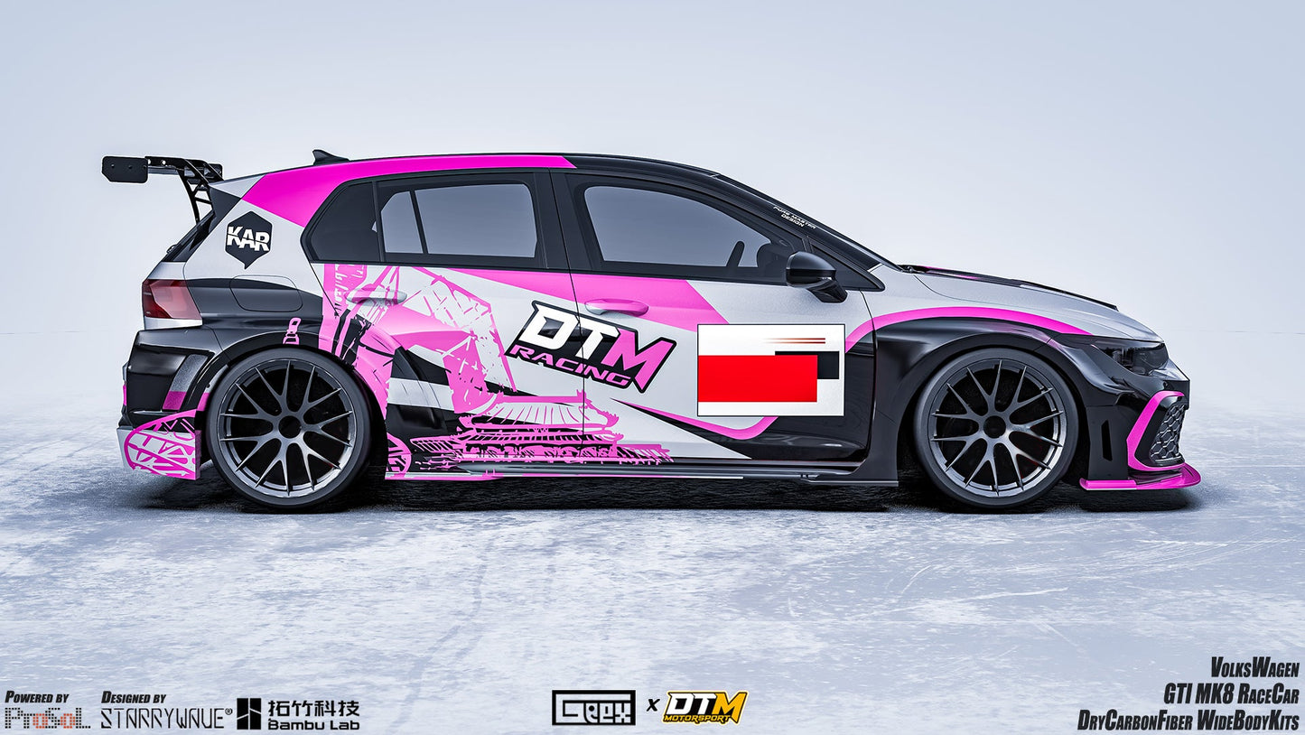 Geex Village Side Skirts and Extension for Volkswagen Golf GTI & R-Line MK8 MK8.5 2022-ON Dry Pre-preg Carbon Fiber