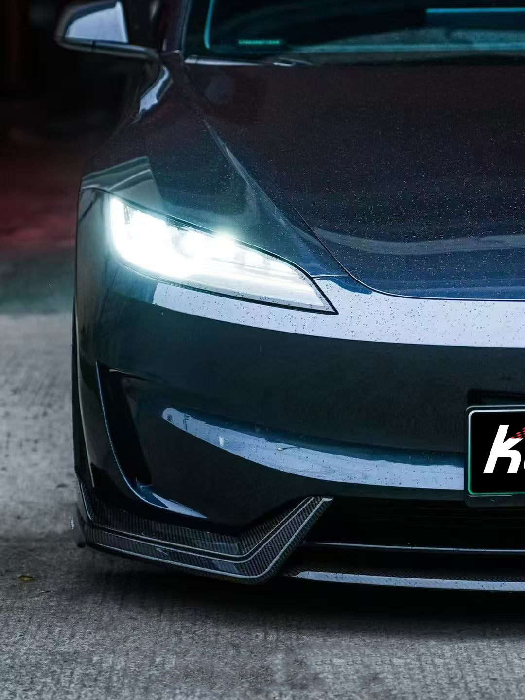 Karbel Carbon Front Lip for Tesla Model 3 Highland Performance 2024-ON Dry Pre-preg Carbon Fiber/FRP