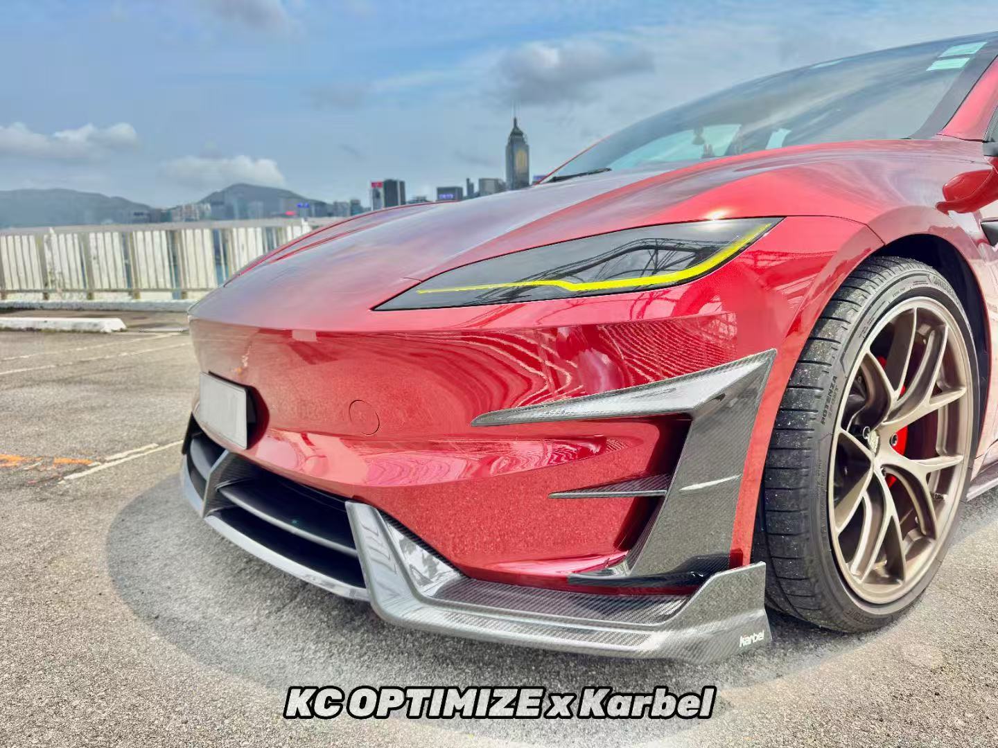 Karbel Carbon Front Lip for Tesla Model 3 Highland Performance 2024-ON Dry Pre-preg Carbon Fiber/FRP