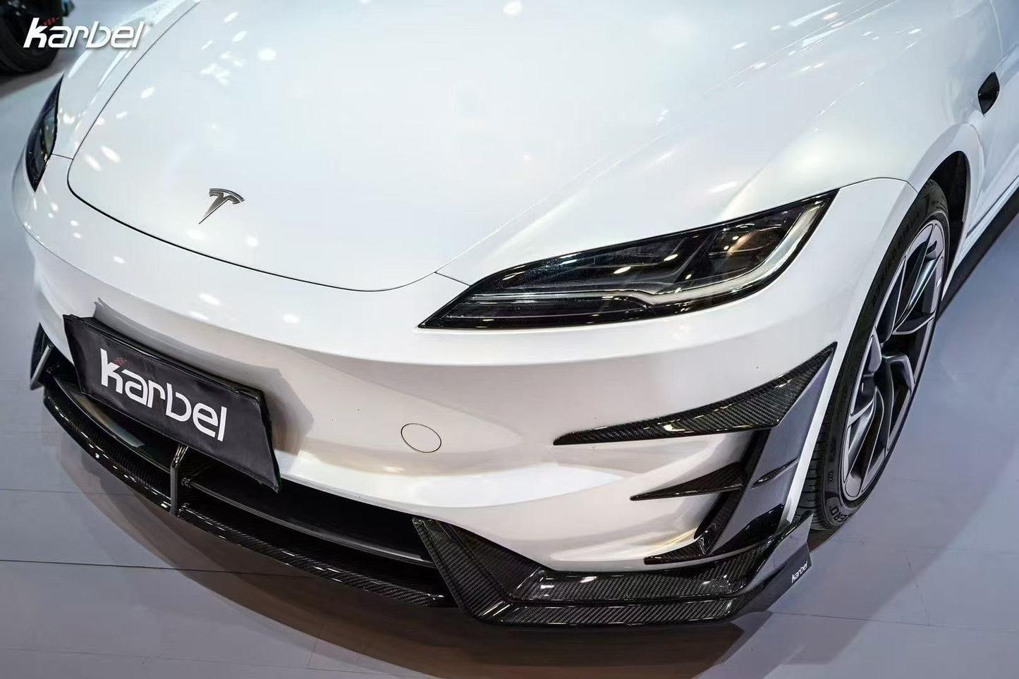 Karbel Carbon Front Lip for Tesla Model 3 Highland Performance 2024-ON Dry Pre-preg Carbon Fiber/FRP