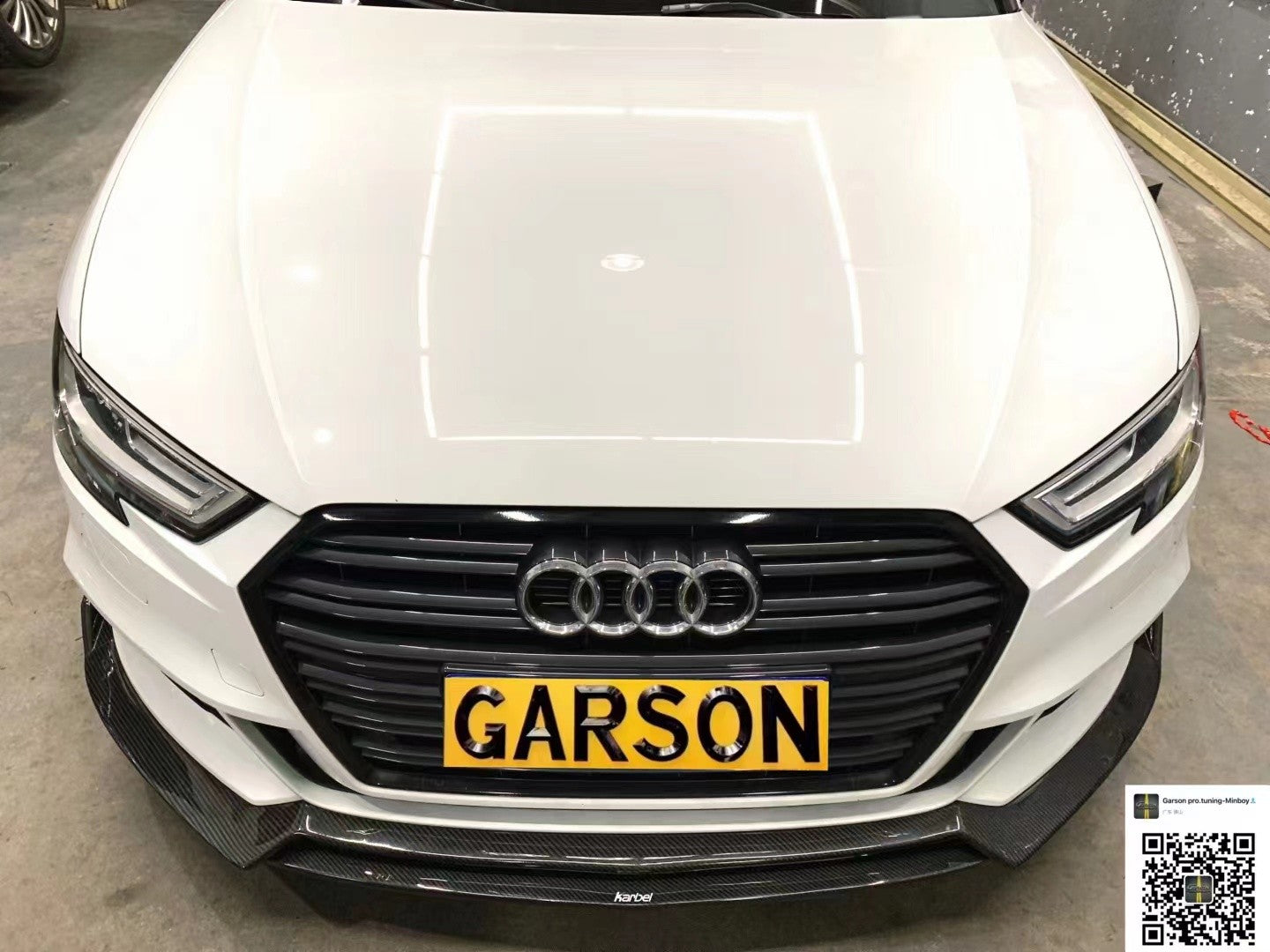 Karbel Carbon Front Lip for Audi S3 A3 S-bumper Hatchback 2017-2020 Carbon Fiber