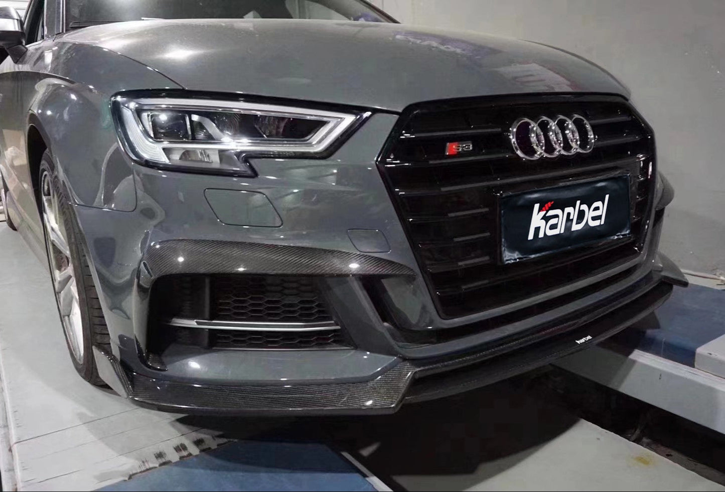 Karbel Carbon Upper Valences for Audi S3 A3 S-bumper 8.5V Hatchback 2017-2020 Pre-preg Carbon Fiber