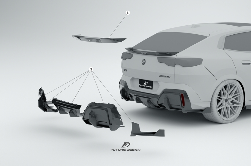 Future Design Rear Diffuser for BMW X2 IX2 sDrive28i xDrive28i U10 2024-ON Dry Pre-preg Carbon Fiber/FRP