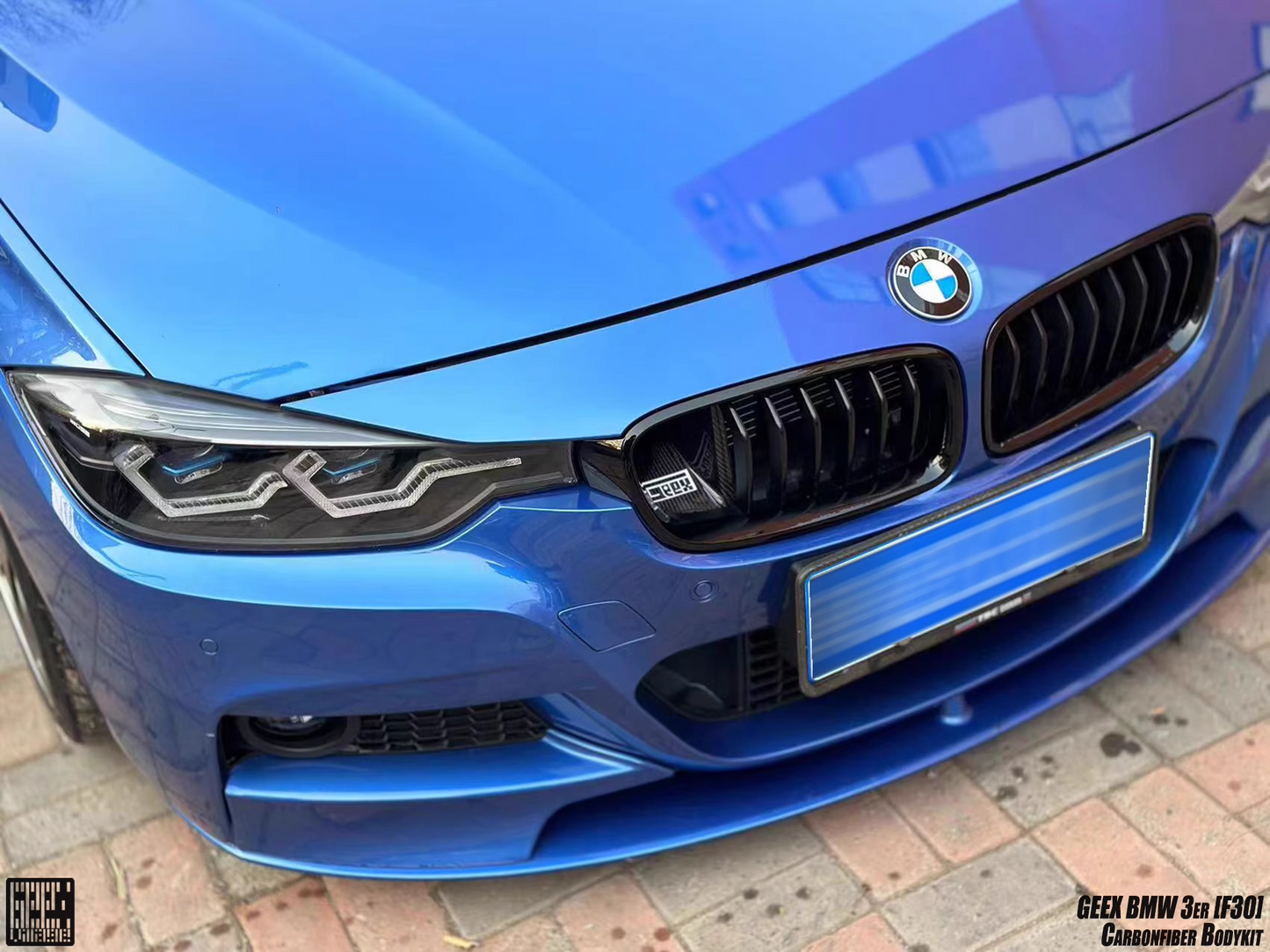 Geex Village Front Kidney Grill Snorkel Insert for BMW 3 Series M Sport 340i 335i F30 F31 2012-2019 Carbon Fiber