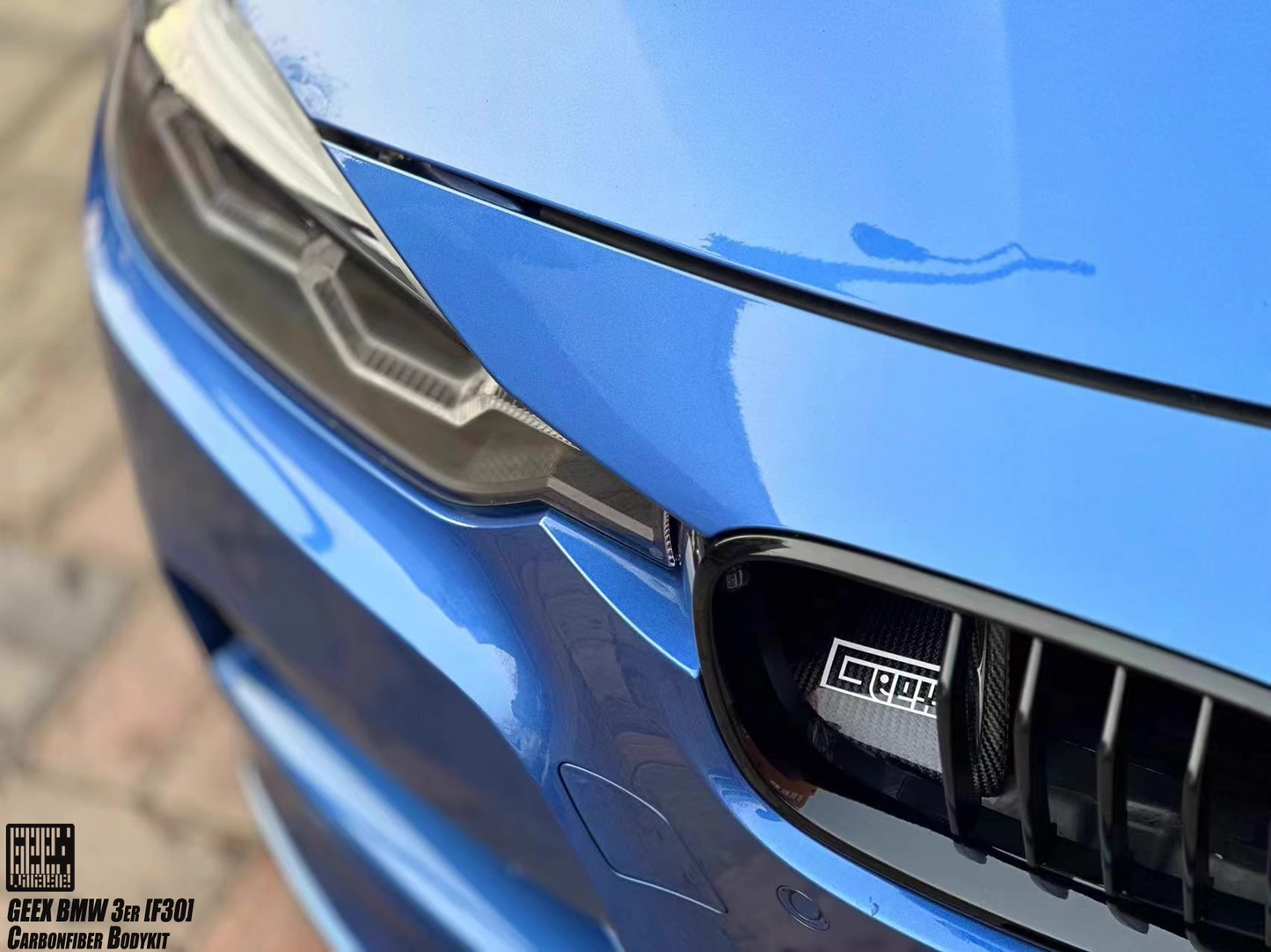 Geex Village Front Kidney Grill Snorkel Insert for BMW 3 Series M Sport 340i 335i F30 F31 2012-2019 Carbon Fiber