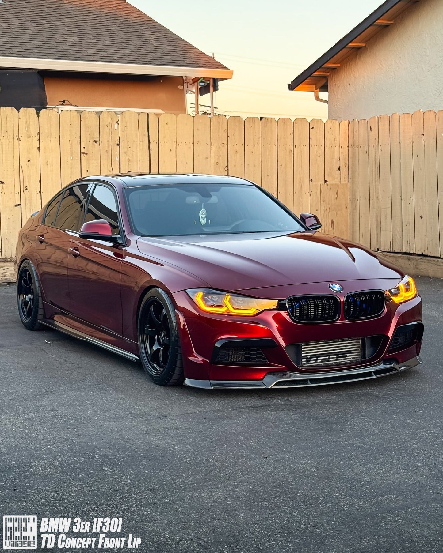 Geex Village V2 Front Bumper Air Diverter Canards & Lip for BMW M Sport 340i 335i F30 2012-2019 Carbon Fiber/FRP