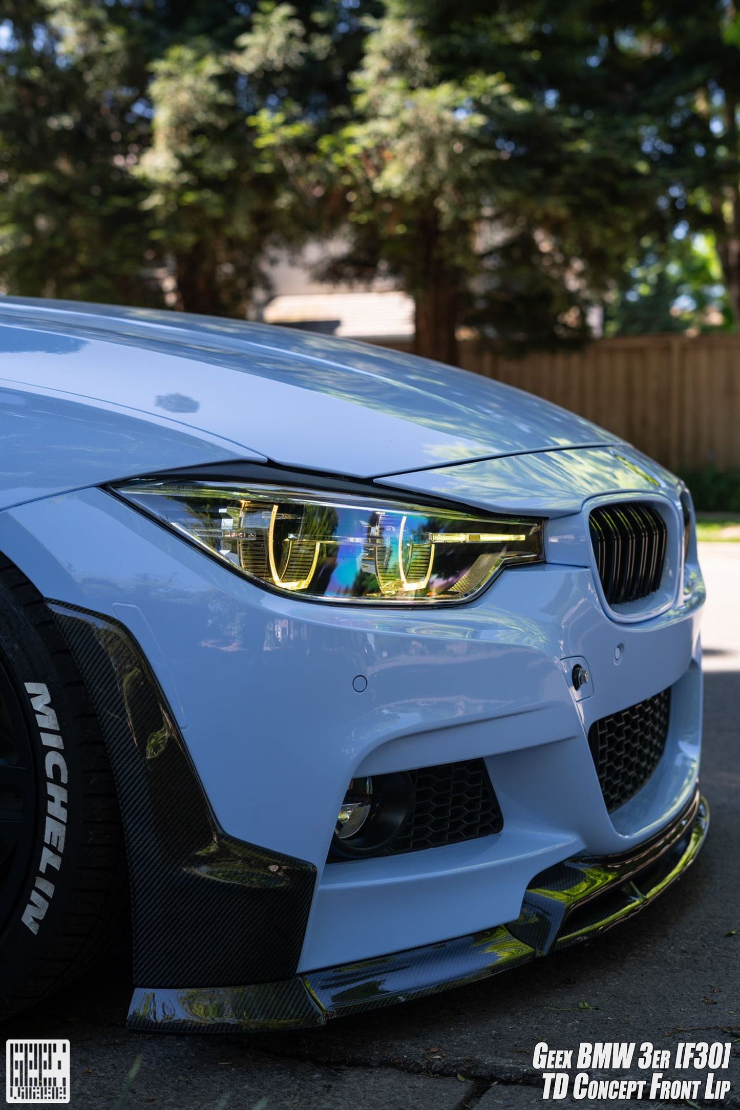 Geex Village V2 Front Bumper Air Diverter Canards & Lip for BMW M Sport 340i 335i F30 2012-2019 Carbon Fiber/FRP