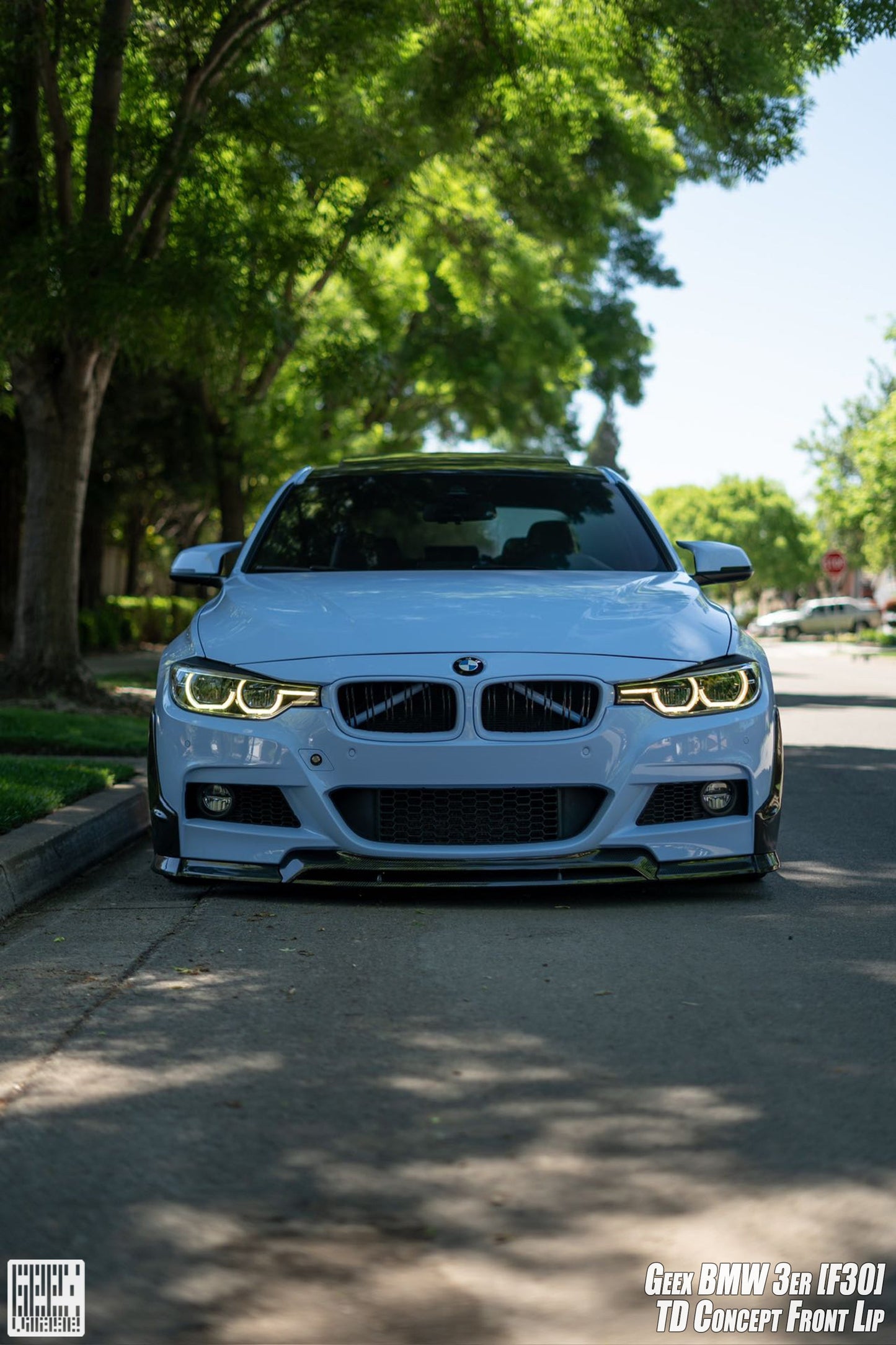Geex Village V2 Front Bumper Air Diverter Canards & Lip for BMW M Sport 340i 335i F30 2012-2019 Carbon Fiber/FRP
