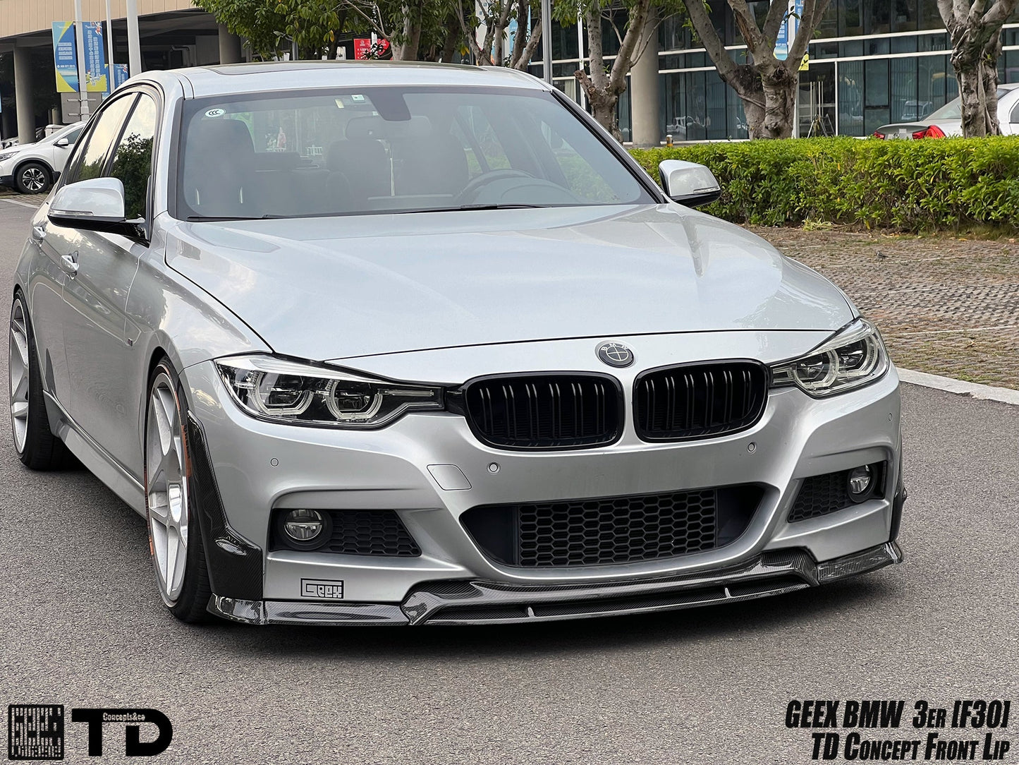 Geex Village V2 Front Bumper Air Diverter Canards & Lip for BMW M Sport 340i 335i F30 2012-2019 Carbon Fiber/FRP