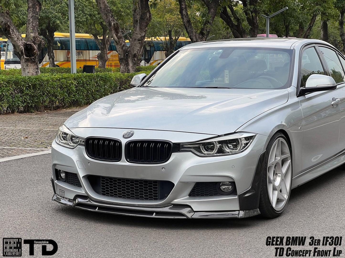 Geex Village V2 Front Bumper Air Diverter Canards & Lip for BMW M Sport 340i 335i F30 2012-2019 Carbon Fiber/FRP
