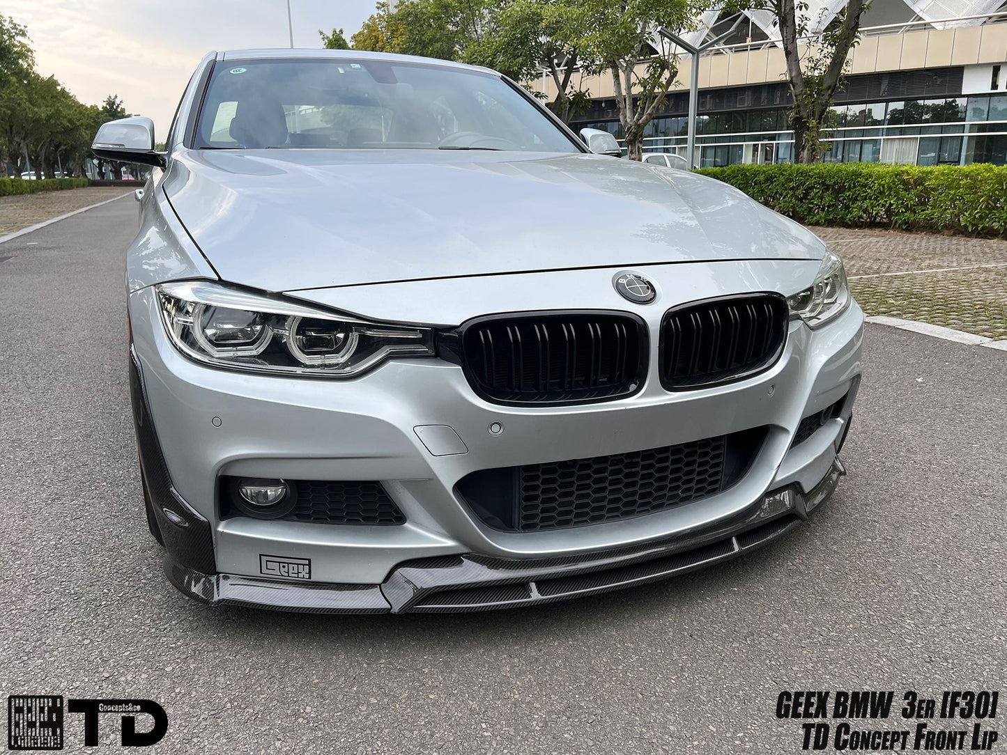Geex Village V2 Front Bumper Air Diverter Canards & Lip for BMW M Sport 340i 335i F30 2012-2019 Carbon Fiber/FRP