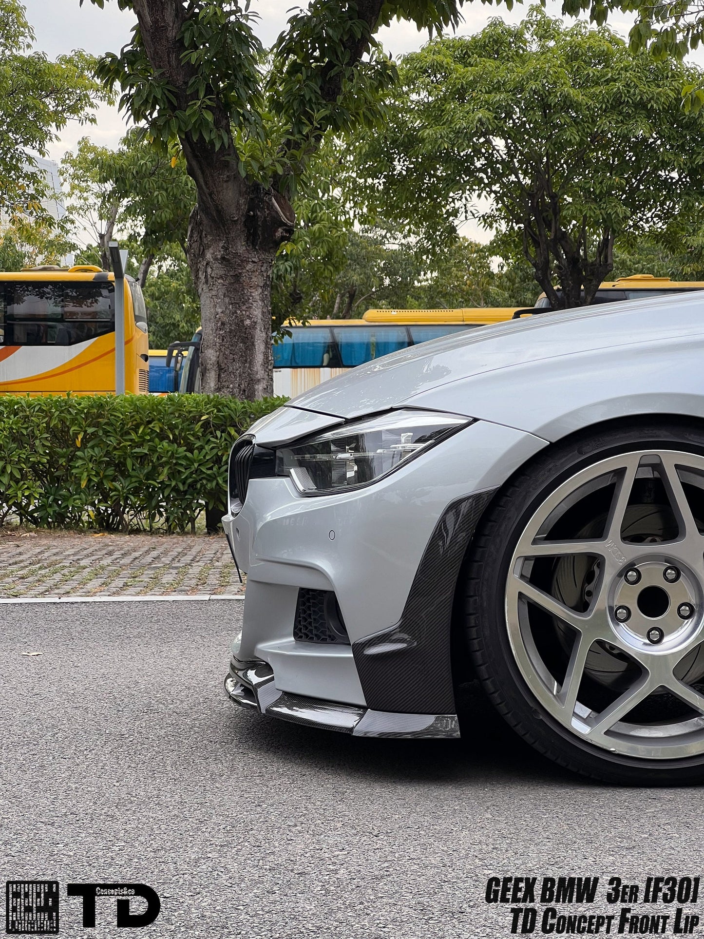Geex Village V2 Front Bumper Air Diverter Canards & Lip for BMW M Sport 340i 335i F30 2012-2019 Carbon Fiber/FRP