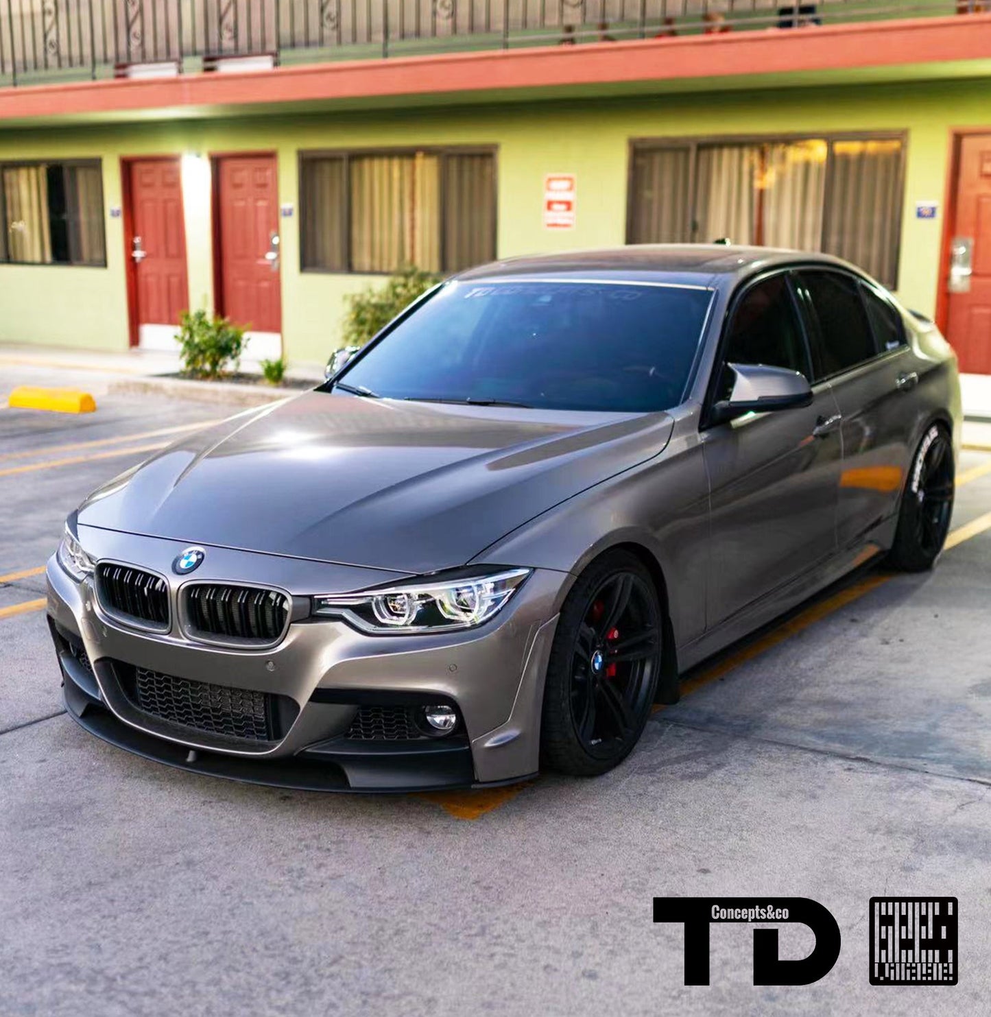 Geex Village V2 Front Bumper Air Diverter Canards & Lip for BMW M Sport 340i 335i F30 2012-2019 Carbon Fiber/FRP