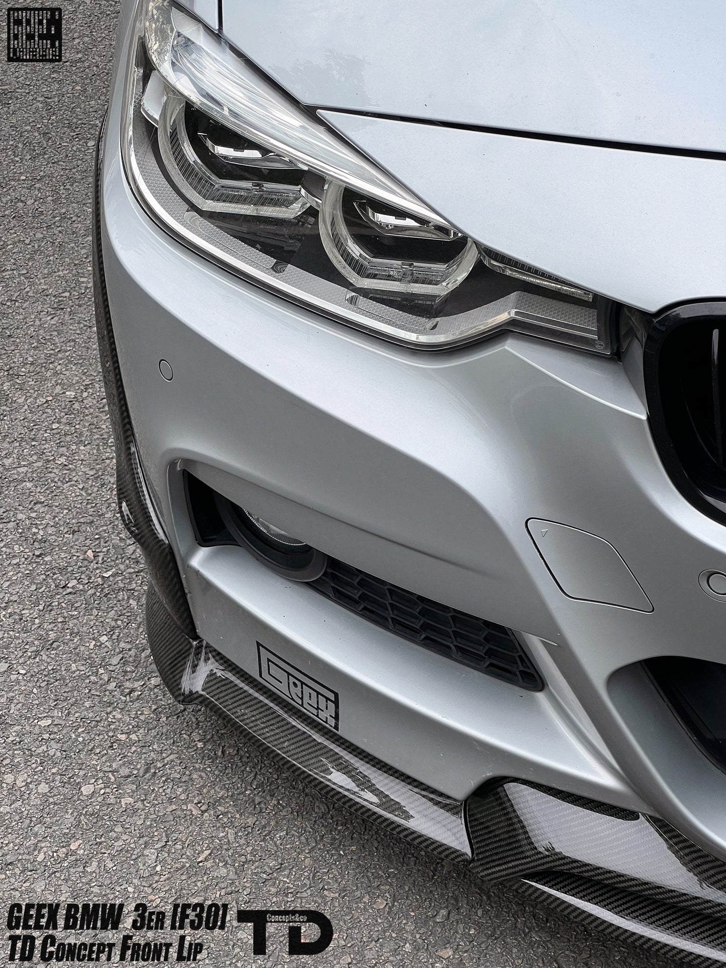 Geex Village V2 Front Bumper Air Diverter Canards & Lip for BMW M Sport 340i 335i F30 2012-2019 Carbon Fiber/FRP