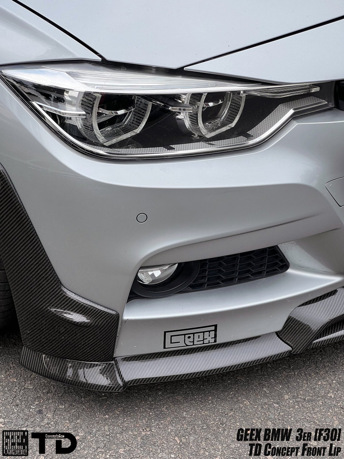 Geex Village V2 Front Bumper Air Diverter Canards & Lip for BMW M Sport 340i 335i F30 2012-2019 Carbon Fiber/FRP