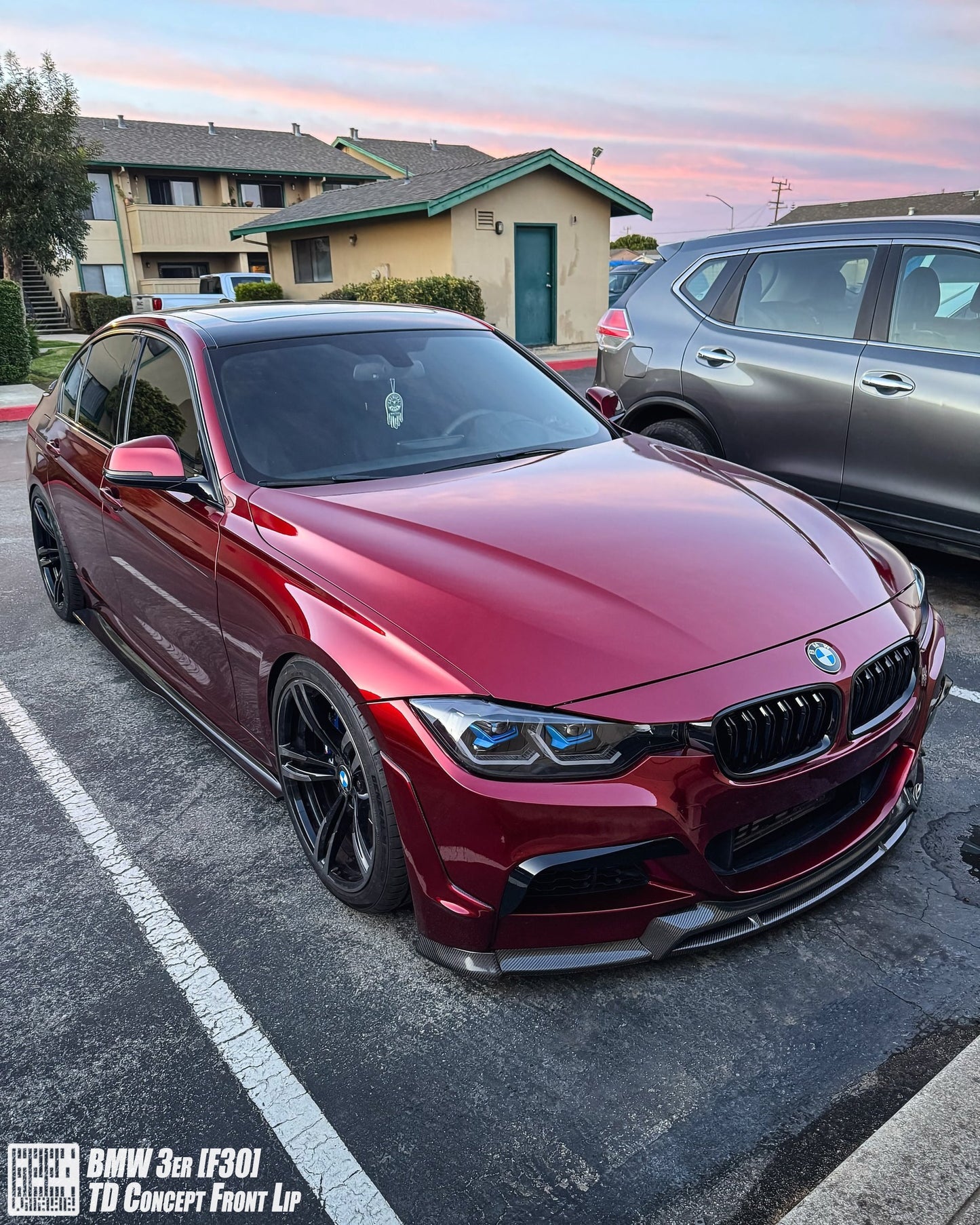 Geex Village V2 Front Bumper Air Diverter Canards & Lip for BMW M Sport 340i 335i F30 2012-2019 Carbon Fiber/FRP