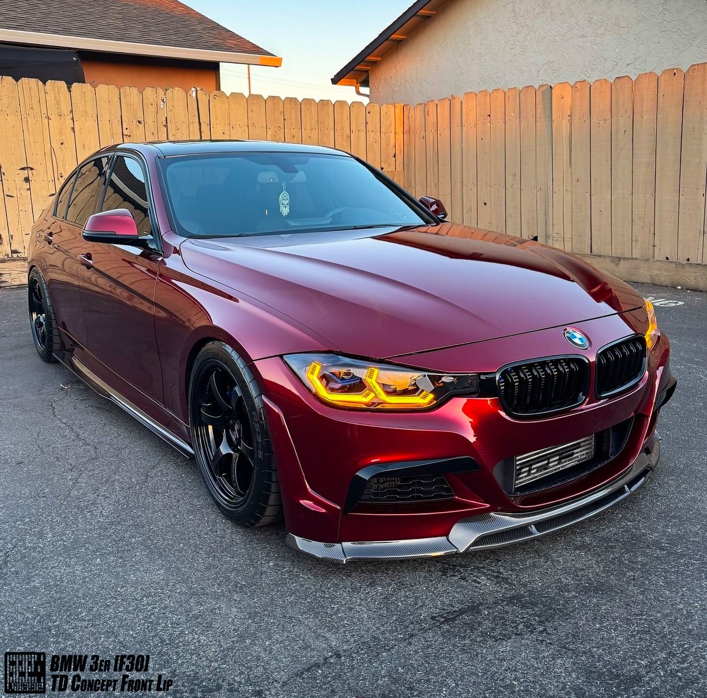 Geex Village V2 Front Bumper Air Diverter Canards & Lip for BMW M Sport 340i 335i F30 2012-2019 Carbon Fiber/FRP