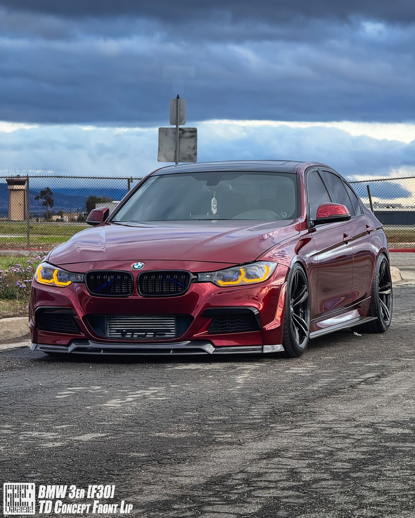 Geex Village V2 Front Bumper Air Diverter Canards & Lip for BMW M Sport 340i 335i F30 2012-2019 Carbon Fiber/FRP