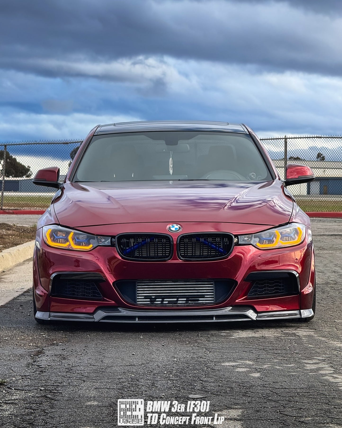 Geex Village V2 Front Bumper Air Diverter Canards & Lip for BMW M Sport 340i 335i F30 2012-2019 Carbon Fiber/FRP