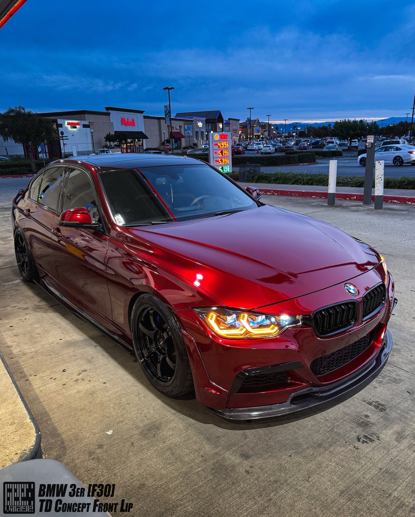 Geex Village V2 Front Bumper Air Diverter Canards & Lip for BMW M Sport 340i 335i F30 2012-2019 Carbon Fiber/FRP