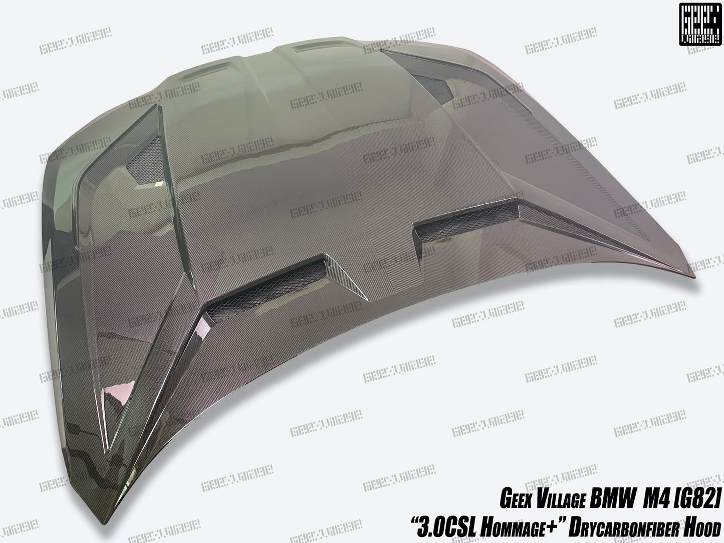 Geex Village Hommage+ Hood for BMW M3/C/CS G80 G81 & M4/C/CS/CSL G82 G83 2021-ON Dry Pre-preg Carbon Fiber