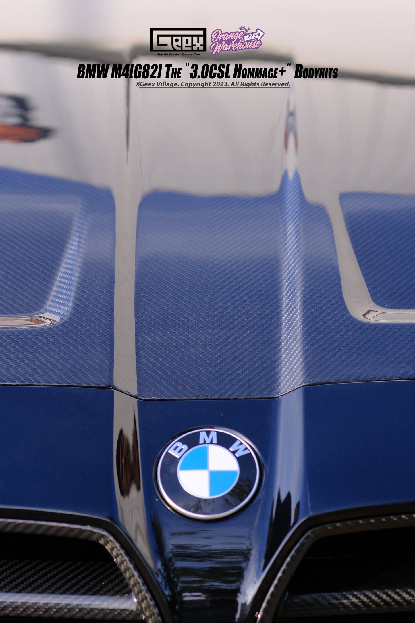 Geex Village Hommage+ Hood for BMW M3/C/CS G80 G81 & M4/C/CS/CSL G82 G83 2021-ON Dry Pre-preg Carbon Fiber