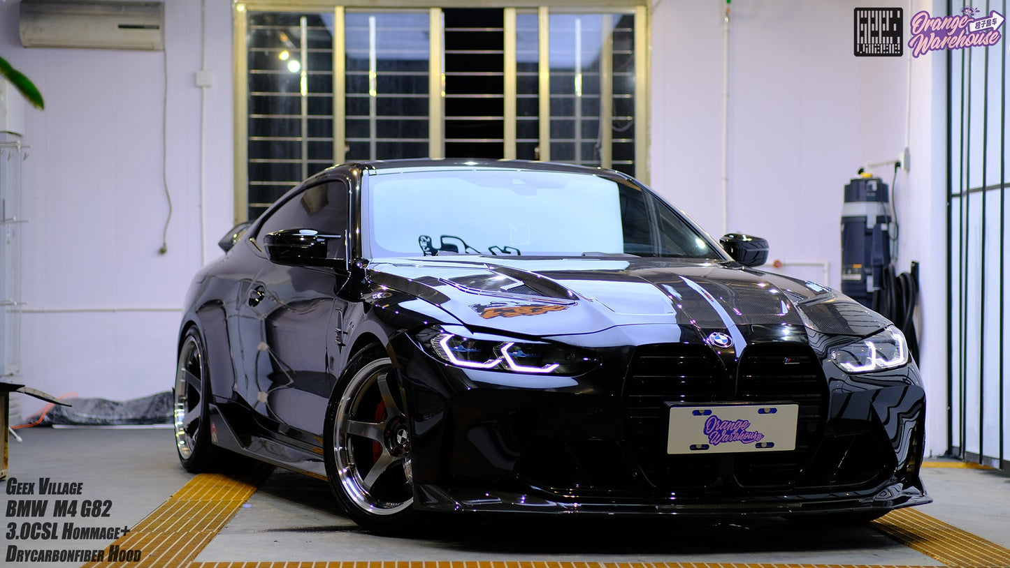 Geex Village Hommage+ Hood for BMW M3/C/CS G80 G81 & M4/C/CS/CSL G82 G83 2021-ON Dry Pre-preg Carbon Fiber