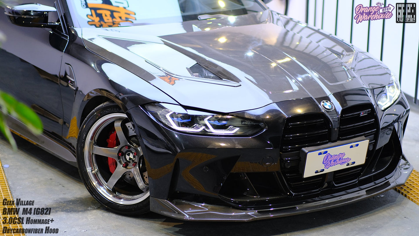Geex Village Hommage+ Hood for BMW M3/C/CS G80 G81 & M4/C/CS/CSL G82 G83 2021-ON Dry Pre-preg Carbon Fiber