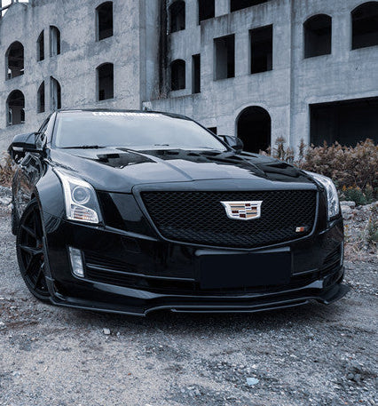 Geex Village Front Lip & Air Diverter Canards for Cadillac ATS Turbo Luxury Performance 2015-2019 Carbon Fiber