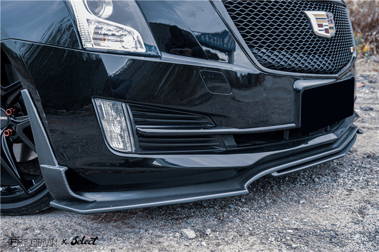 Geex Village Front Lip & Air Diverter Canards for Cadillac ATS Turbo Luxury Performance 2015-2019 Carbon Fiber