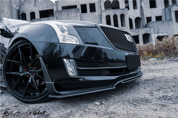 Geex Village Front Lip & Air Diverter Canards for Cadillac ATS Turbo Luxury Performance 2015-2019 Carbon Fiber