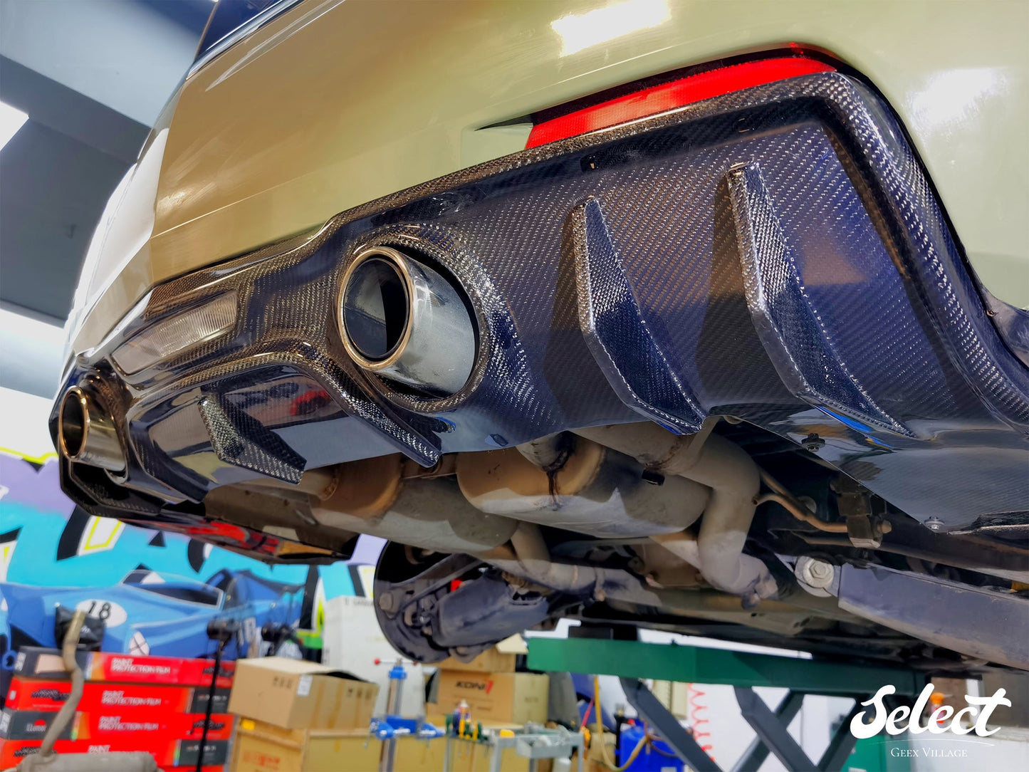 Geex Village Rear Diffuser for Cadillac ATS Turbo Luxury Performance Premium 2013-2019 Carbon Fiber