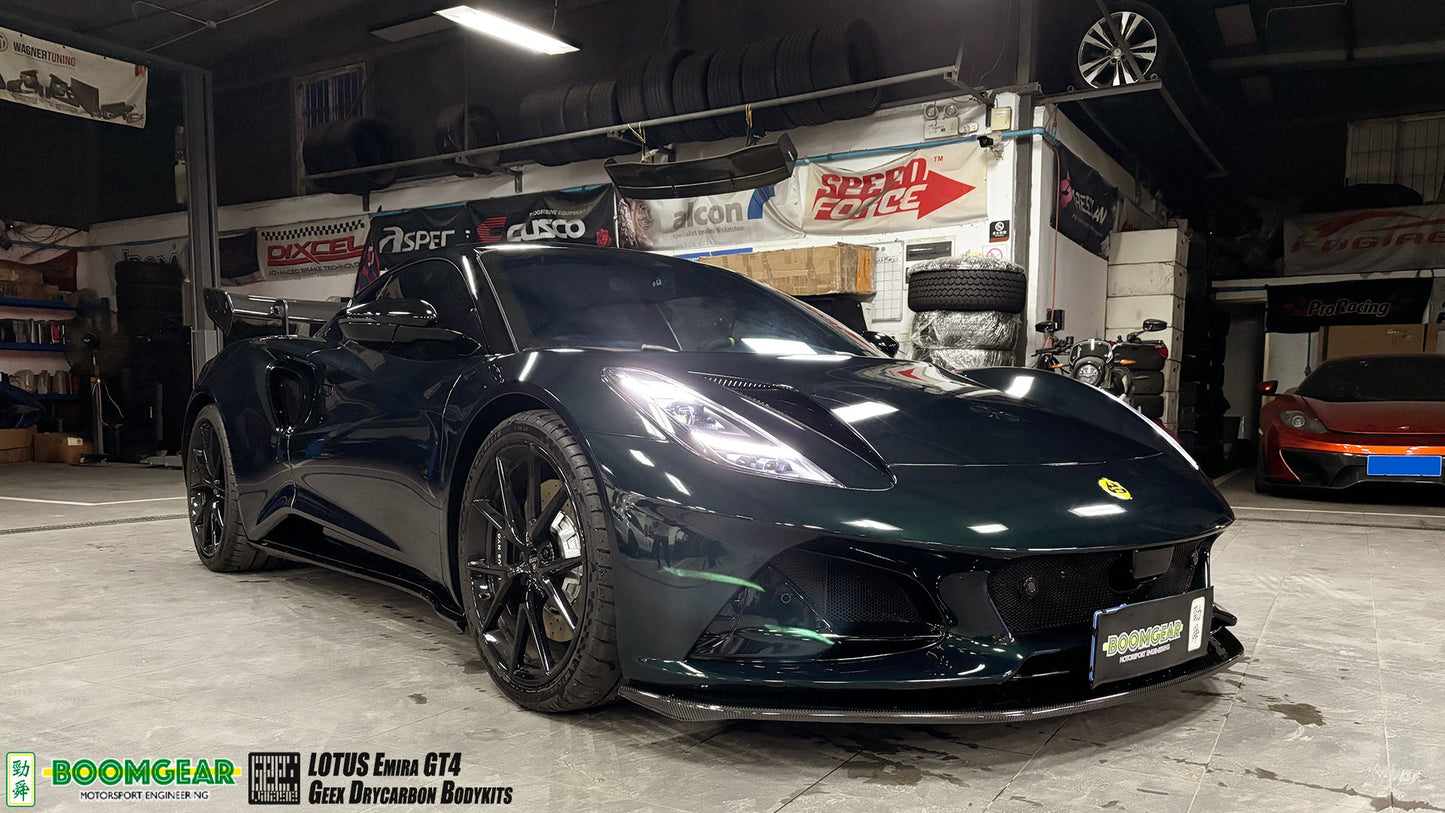 Geex Village GT4 Style Front Lip for Lotus Emira 3.6 V6 2.0 Four-cylinder 2022-ON Dry Pre-preg Carbon Fiber