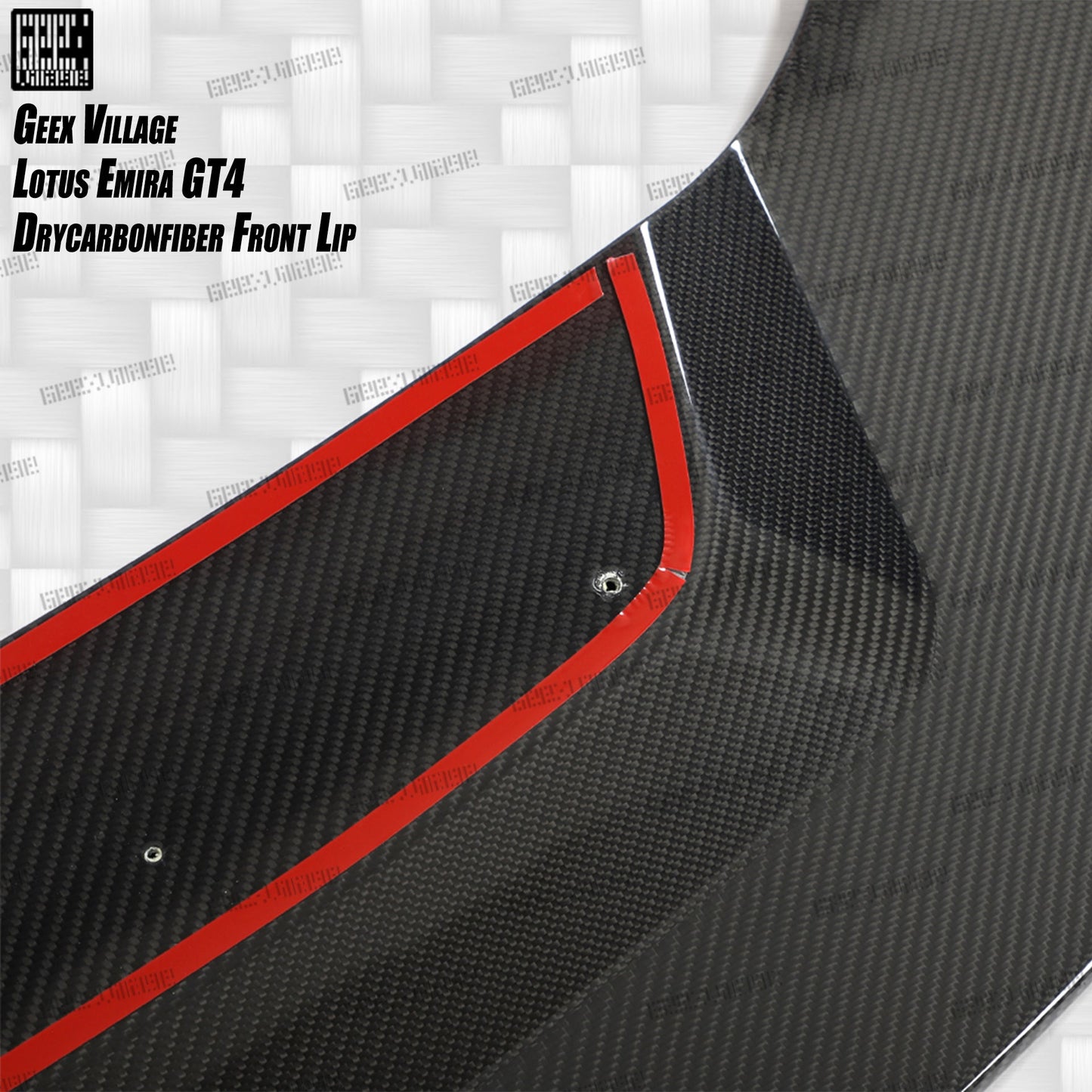 Geex Village GT4 Style Front Lip for Lotus Emira 3.6 V6 2.0 Four-cylinder 2022-ON Dry Pre-preg Carbon Fiber