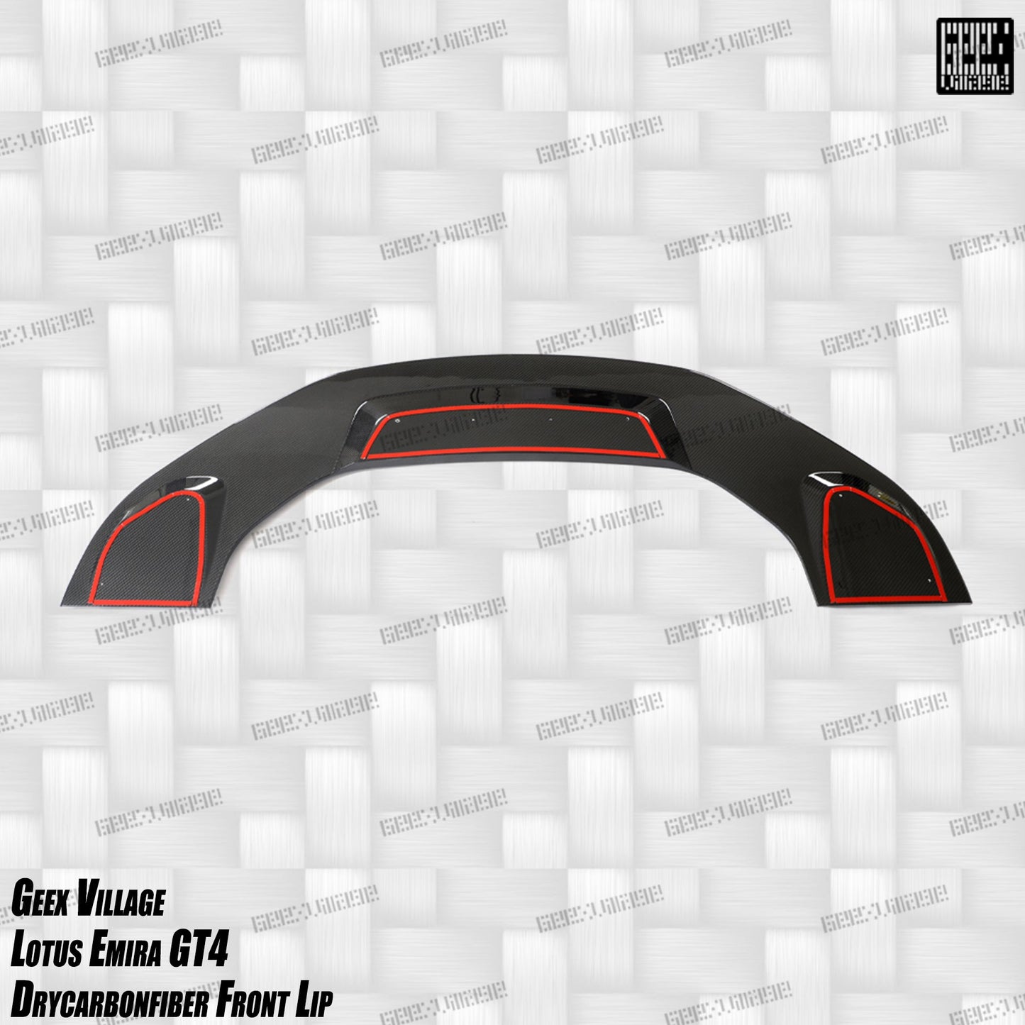 Geex Village GT4 Style Front Lip for Lotus Emira 3.6 V6 2.0 Four-cylinder 2022-ON Dry Pre-preg Carbon Fiber