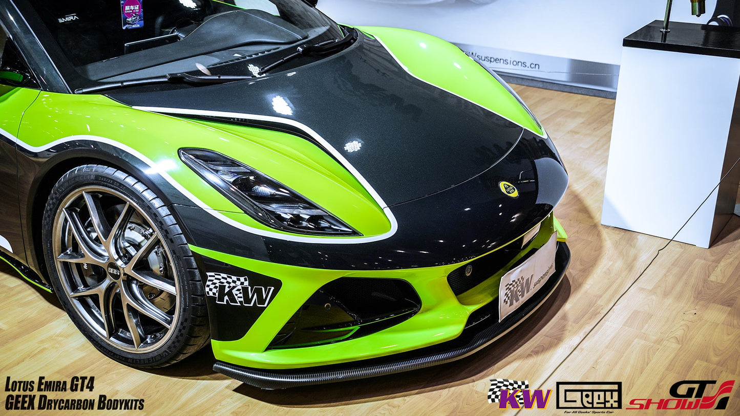 Geex Village GT4 Style Front Lip for Lotus Emira 3.6 V6 2.0 Four-cylinder 2022-ON Dry Pre-preg Carbon Fiber