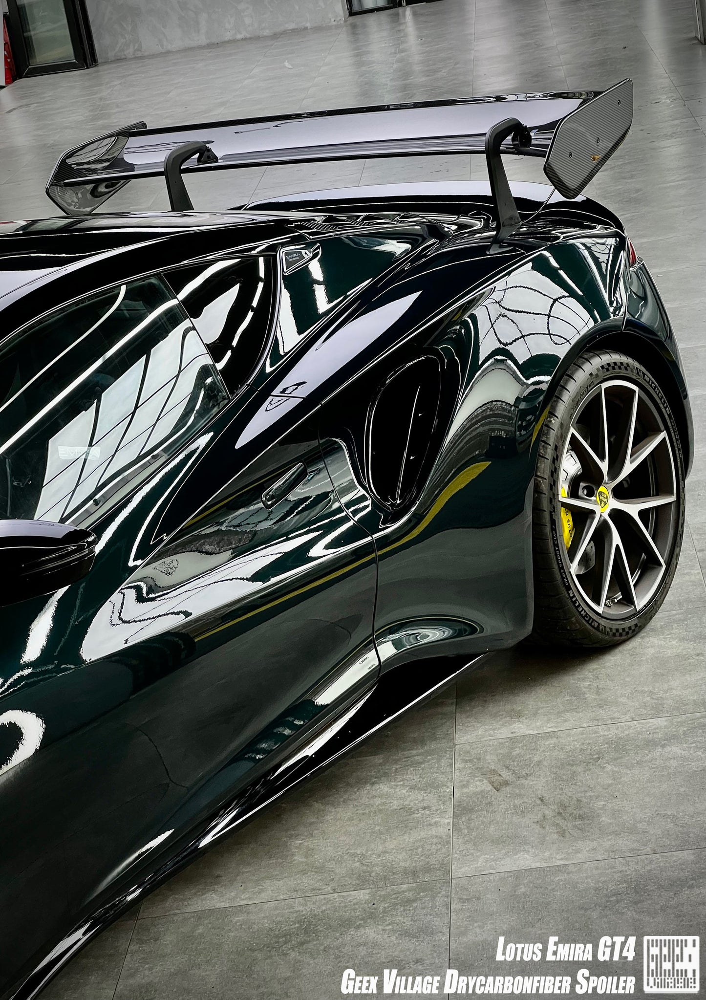 Geex Village GT4 Style Rear Wing for Lotus Emira 3.6 V6 2.0 Four-cylinder 2022-ON Coupe Dry Pre-preg Carbon Fiber